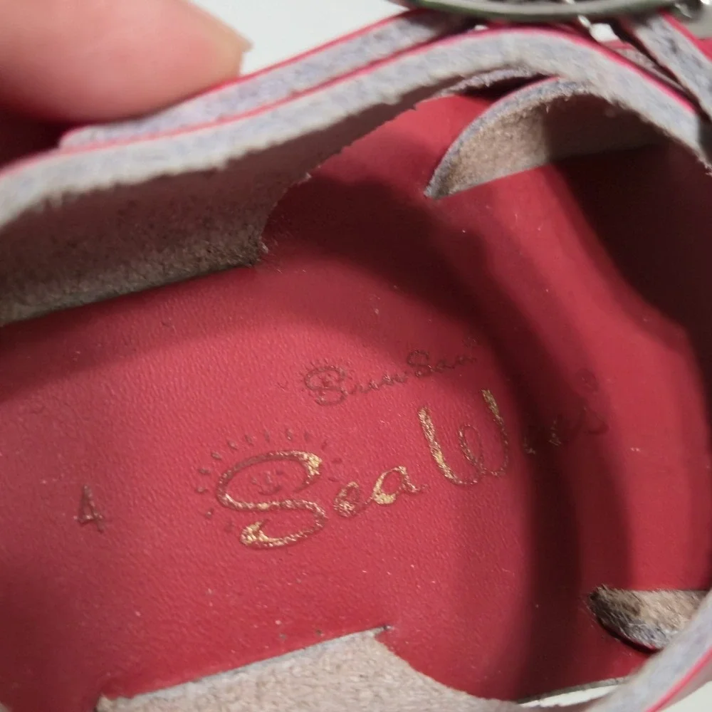 Sun-San Swimmer Salt Water Leather Sandals Red Size 4 Toddler Kids